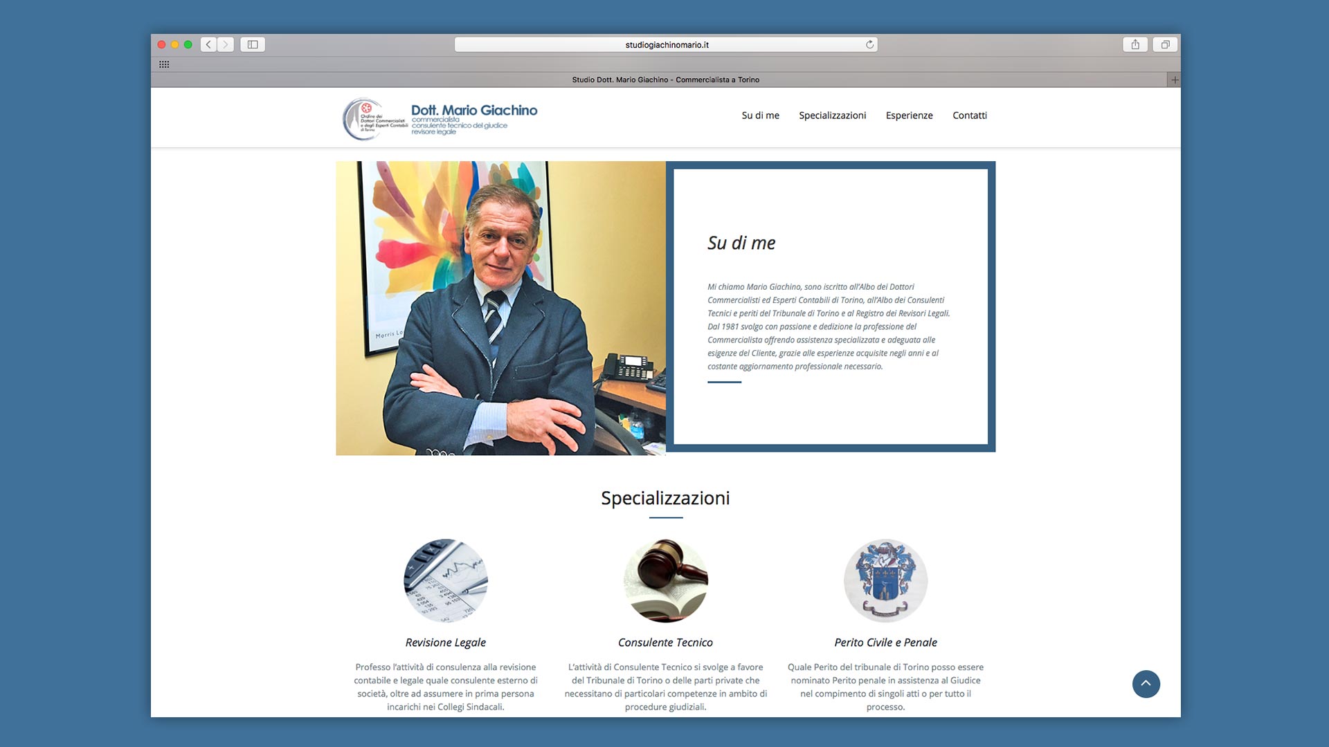 Dottor Mario Giachino Sito Web Pagina di descrizione interna Commercialista Torino